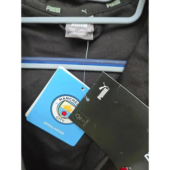 Puma Manchester City Casuals Hoody Jacket - Black NWT Size LY - Picture 5 of 6